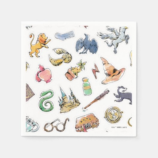 Serviette En Papier Aquarelle Harry Potter Icons (Devant)