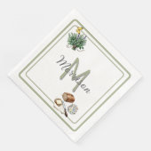 Serviette En Papier Aquarelle Herbes et Pain Farmhouse Sage Custom (Coin)