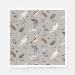 Serviette En Papier Aquarelle Heron Bird Egret Nature Motif