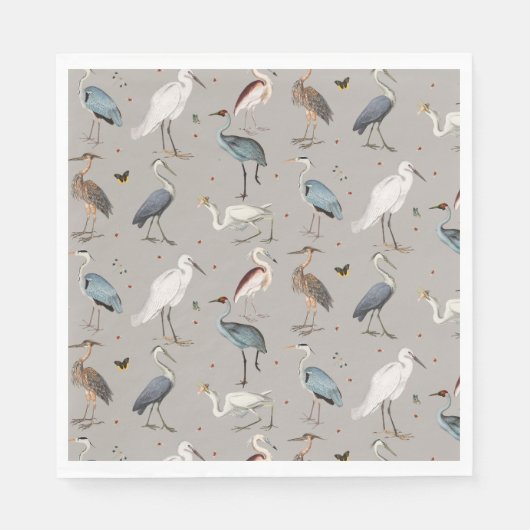 Serviette En Papier Aquarelle Heron Bird Egret Nature Motif (Devant)