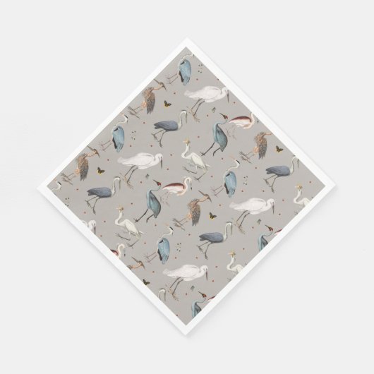 Serviette En Papier Aquarelle Heron Bird Egret Nature Motif (Coin)