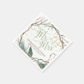Serviette En Papier Aquarelle hiver couronne m. mrs script mariage (Coin)