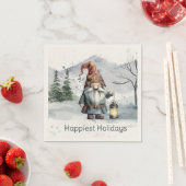 Serviette En Papier Aquarelle hiver Gnome de Noël (En situation)