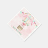 Serviette En Papier Aquarelle Hot Air Ballotte Mint Rose Peach (Coin)