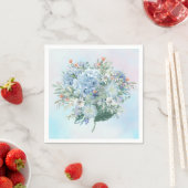 Serviette en papier aquarelle Hydrangea Bleu (En situation)