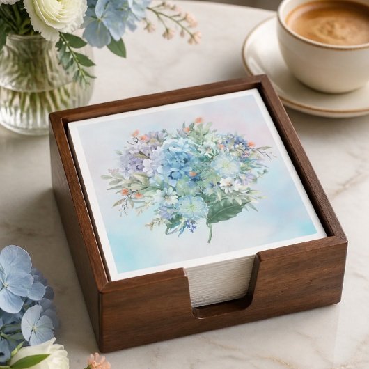 Serviette en papier aquarelle Hydrangea Bleu