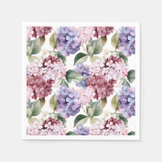 Serviette En Papier Aquarelle Hydrangea Fleurs (Devant)