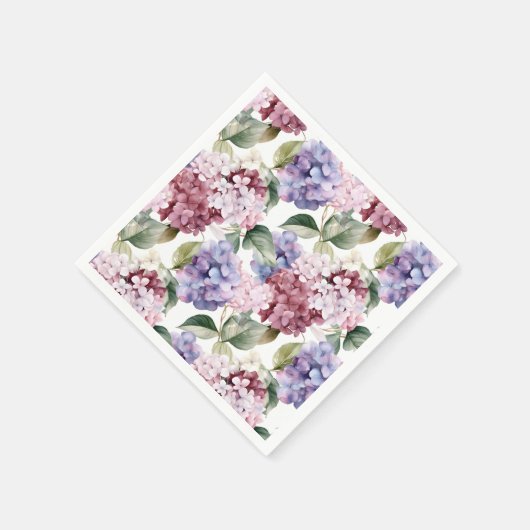 Serviette En Papier Aquarelle Hydrangea Fleurs (Coin)