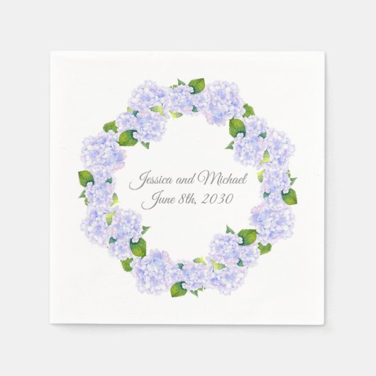 Serviette En Papier Aquarelle Hydrangeas Wreath (Devant)