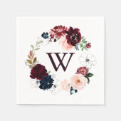 Serviette En Papier Aquarelle illustrée Mariage de monogramme d'automn (Devant)
