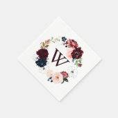 Serviette En Papier Aquarelle illustrée Mariage de monogramme d'automn (Coin)
