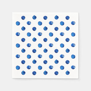 Serviette En Papier Aquarelle indigo bleu pois motif