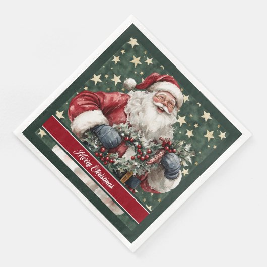 Serviette En Papier Aquarelle intemporelle Santa Claus Table serviette (Coin)