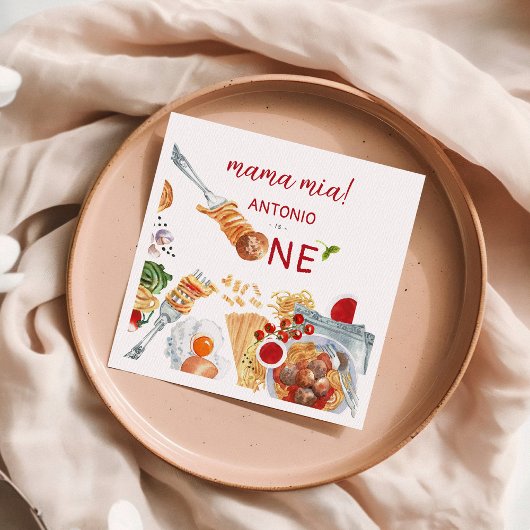 Serviette En Papier Aquarelle italienne 1er anniversaire