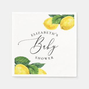 Serviette En Papier Aquarelle jardin d'agrumes. Baby shower de script