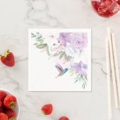Serviette En Papier Aquarelle Jardin Fleurs Hummingbird Bird Merci (En situation)