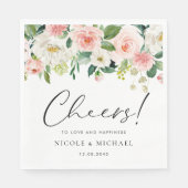 Serviette En Papier Aquarelle Jardin Fleurs Printemps Mariage (Devant)