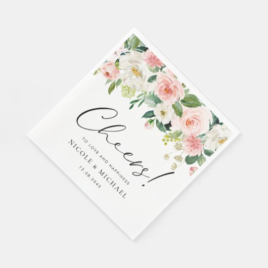 Serviette En Papier Aquarelle Jardin Fleurs Printemps Mariage (Coin)