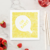 Serviette En Papier Aquarelle jaune Baby shower texte personnalisé Oh  (En situation)