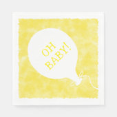 Serviette En Papier Aquarelle jaune Baby shower texte personnalisé Oh  (Devant)