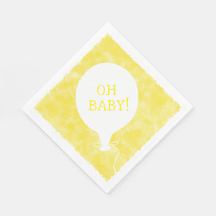 Serviette En Papier Aquarelle jaune Baby shower texte personnalisé Oh 