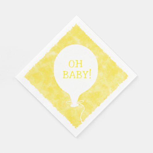 Serviette En Papier Aquarelle jaune Baby shower texte personnalisé Oh  (Coin)