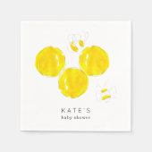 Serviette En Papier Aquarelle jaune Bumble Bee Honeycomb Baby shower (Devant)