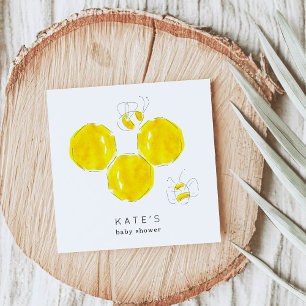 Serviette En Papier Aquarelle jaune Bumble Bee Honeycomb Baby shower
