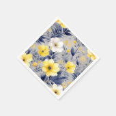 Serviette En Papier Aquarelle jaune et gris Dreamy Floral (Coin)