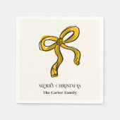 Serviette En Papier Aquarelle Jaune Or Sketch Bow (Devant)