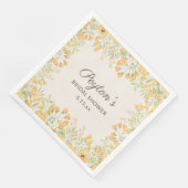 Serviette En Papier Aquarelle jaune pastel Fête des mariées florale (Coin)