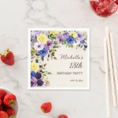 Serviette En Papier Aquarelle jaune pourpre Floral 18e anniversaire (En situation)