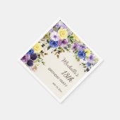 Serviette En Papier Aquarelle jaune pourpre Floral 18e anniversaire (Coin)
