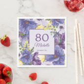 Serviette En Papier Aquarelle jaune pourpre Floral 80e anniversaire (En situation)