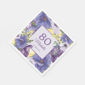 Serviette En Papier Aquarelle jaune pourpre Floral 80e anniversaire (Coin)