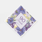 Serviette En Papier Aquarelle jaune pourpre Floral 90e anniversaire (Coin)