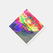 Serviette En Papier aquarelle jaune rose Abstraite peinture florale (Coin)