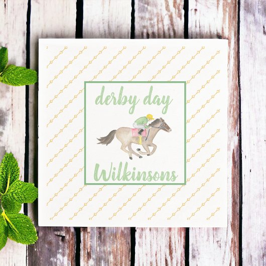 Serviette En Papier Aquarelle Jockey Derby Party Horse Race Or