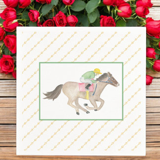 Serviette En Papier Aquarelle Jockey Derby Party Horse Race Or