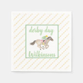 Serviette En Papier Aquarelle Jockey Derby Party Horse Race Or (Devant)