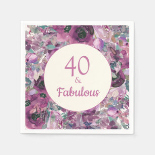 Serviette En Papier Aquarelle jolie violet Floral 40 Fabuleux
