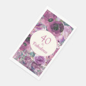 Serviette En Papier Aquarelle jolie violet Floral 40 Fabuleux (Coin)