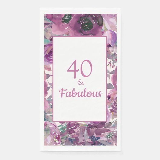 Serviette En Papier Aquarelle jolie violet Floral 40 Fabuleux (Devant)