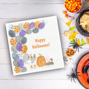 Serviette En Papier Aquarelle Joyeuse fête costumée d'Halloween