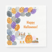Serviette En Papier Aquarelle Joyeuse fête costumée d'Halloween (Devant)