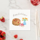 Serviette En Papier Aquarelle Joyeuse Pâques Grecques (En situation)