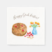 Serviette En Papier Aquarelle Joyeuse Pâques Grecques (Devant)