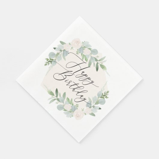 Serviette En Papier Aquarelle Joyeux Anniversaire Luncheon taille serv (Coin)