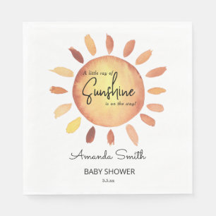 Serviette En Papier Aquarelle Joyeux Baby shower Jaune Soleil