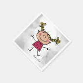 Serviette En Papier Aquarelle Joyeux Bâton fille Rosée Robe Élégante (Coin)